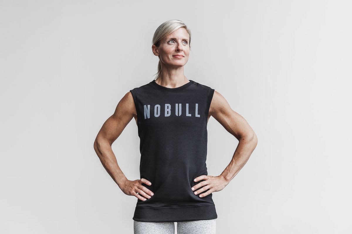 Nobull Sleeveless Crew Men's Sweatshirts Black | Australia (QB7803)